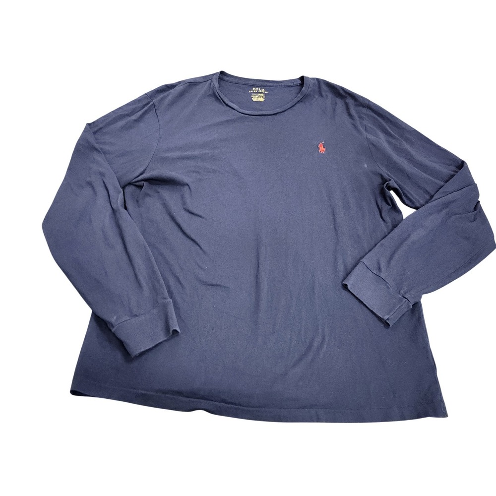 Polo Ralph Lauren Shirt Mens Large Blue Long Sleeve Logo Tee Tagless Casual Top